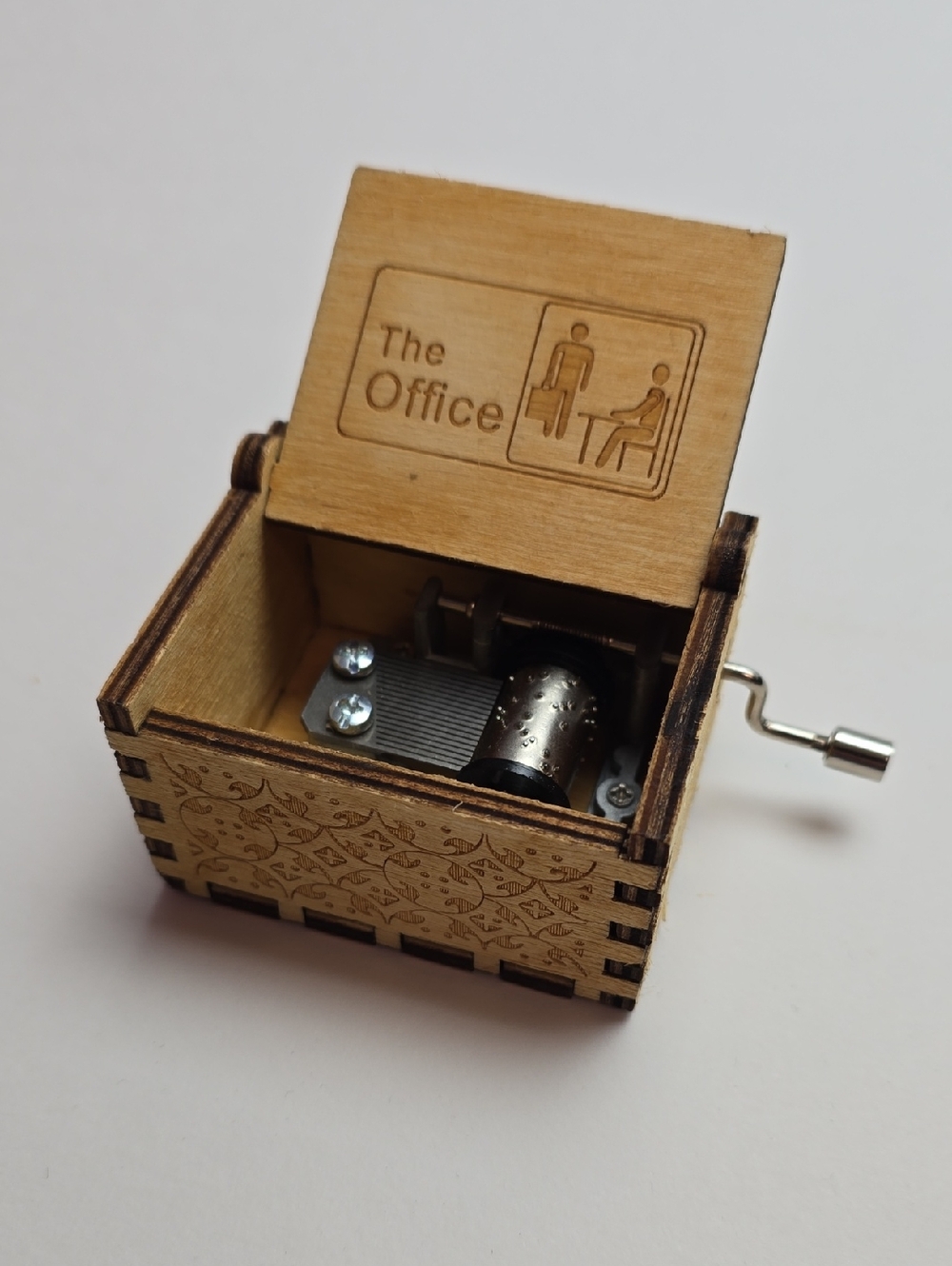 The Office Mini Carved Wooden Music Box Crank by Hand